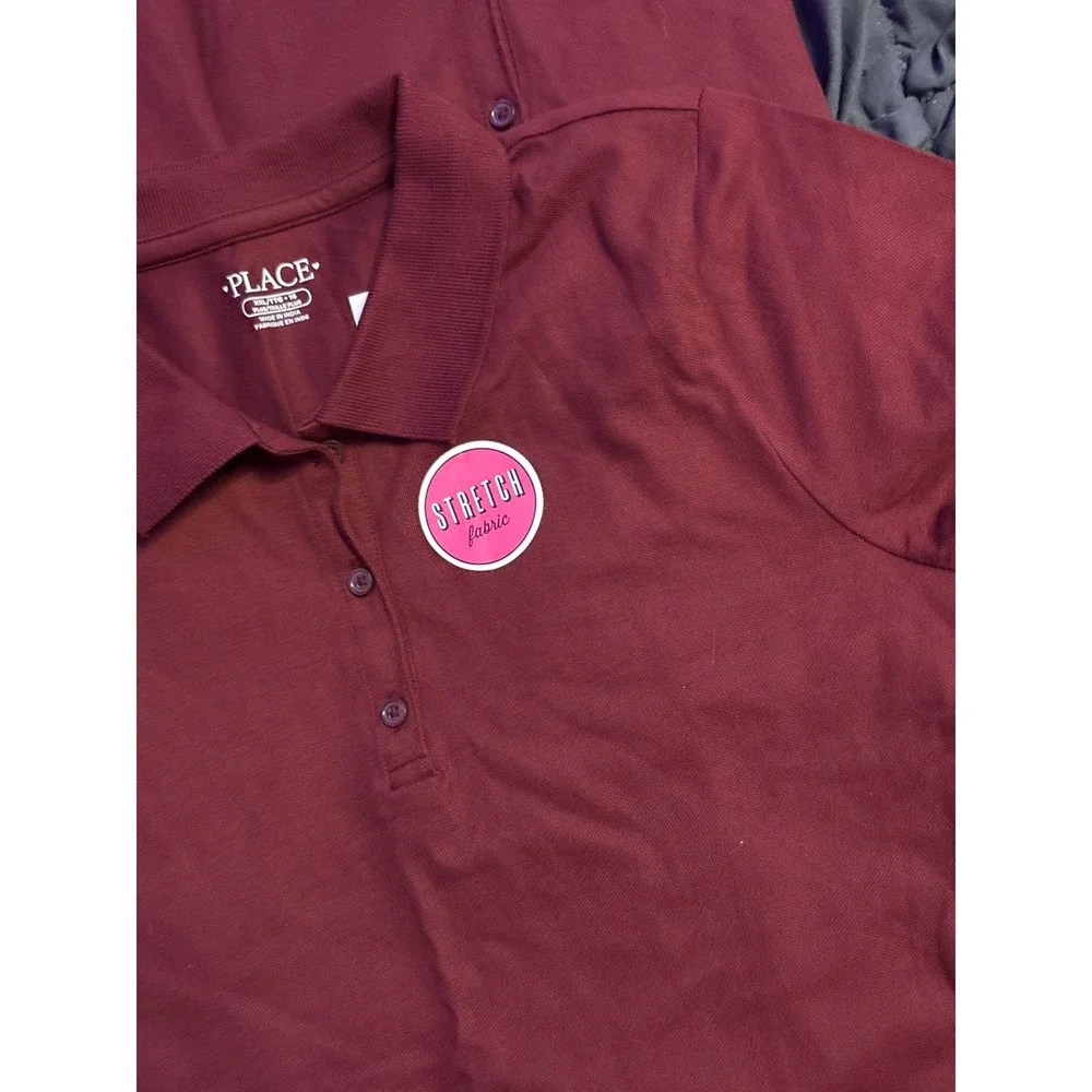 NEW The Children's Place Girls Burgundy Uniform Polo Shirts Lot of 3 XXL 16